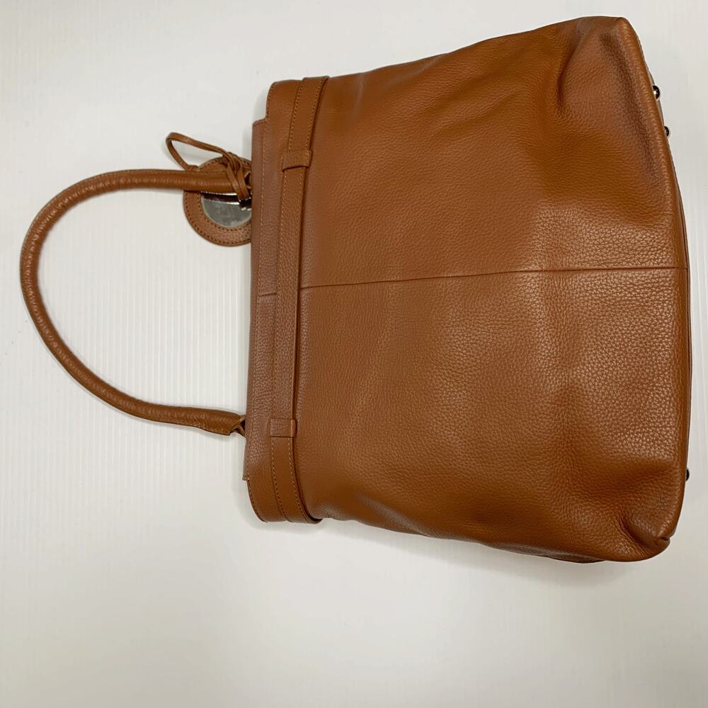 Clever Carriage Company Large Leather Tote Brown Shoulder Bag Gold Hardware - Picture 4 of 10